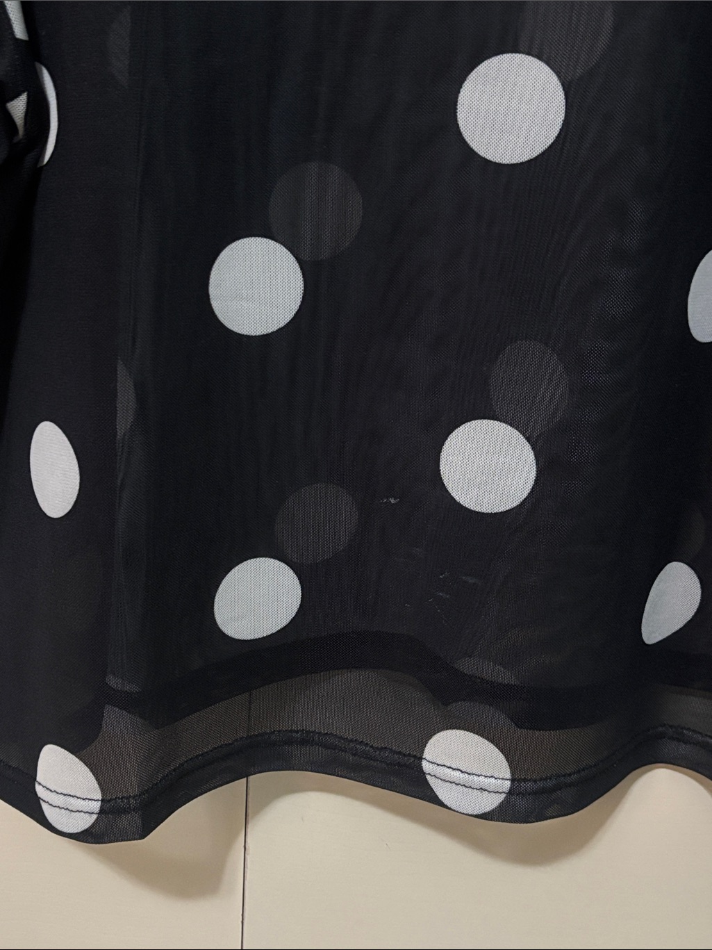 Dil Polka Dot Sheer Short Sleeve Top - Black/White — image 5 of 6
